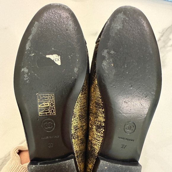 CHANEL METALLIC BALLET FLATS BALLERINA FLATS SIZE 37 - Picture 4 of 7